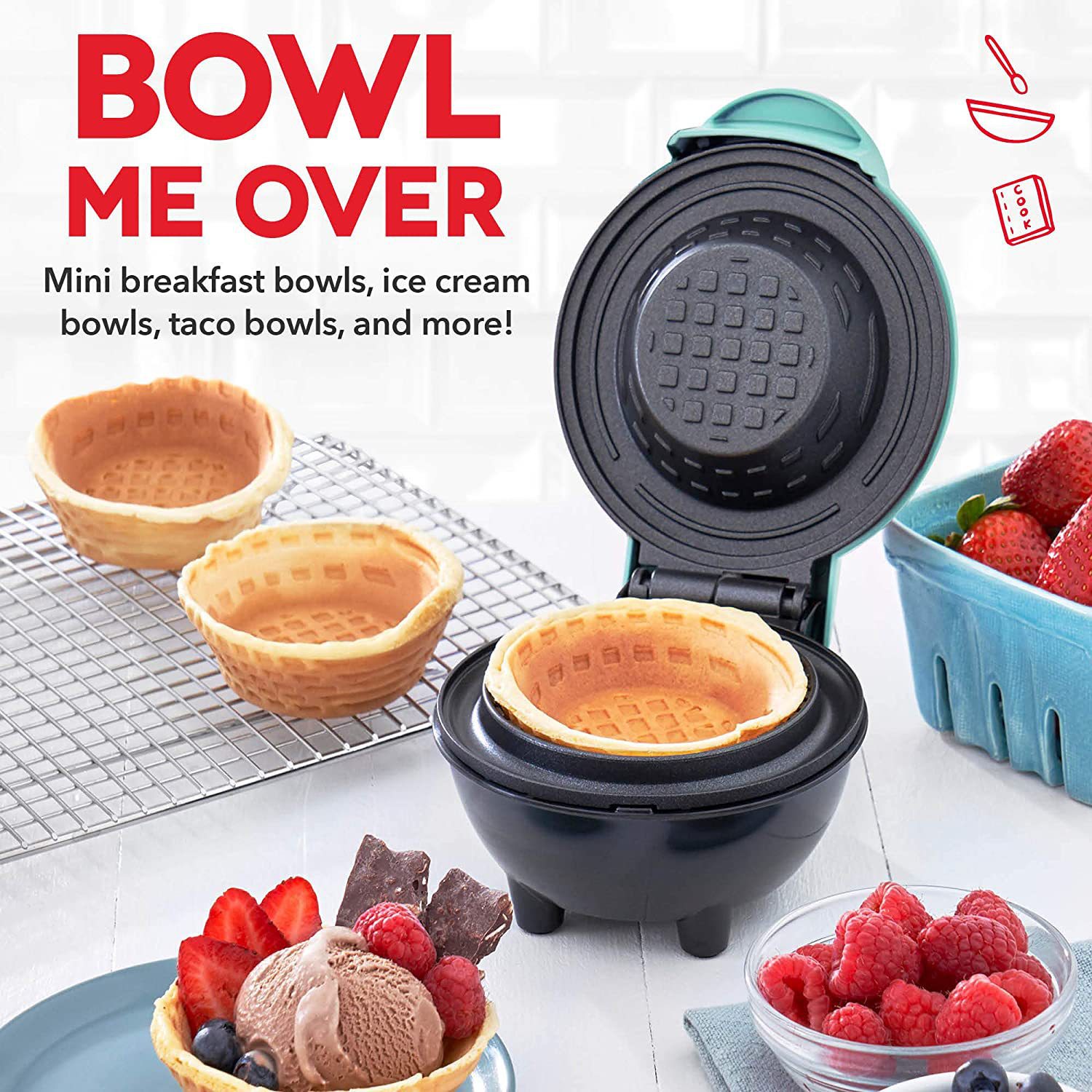 Breakfast Sandwich Maker - 110V/220V Waffle Bowl Maker, Breakfast Maker,