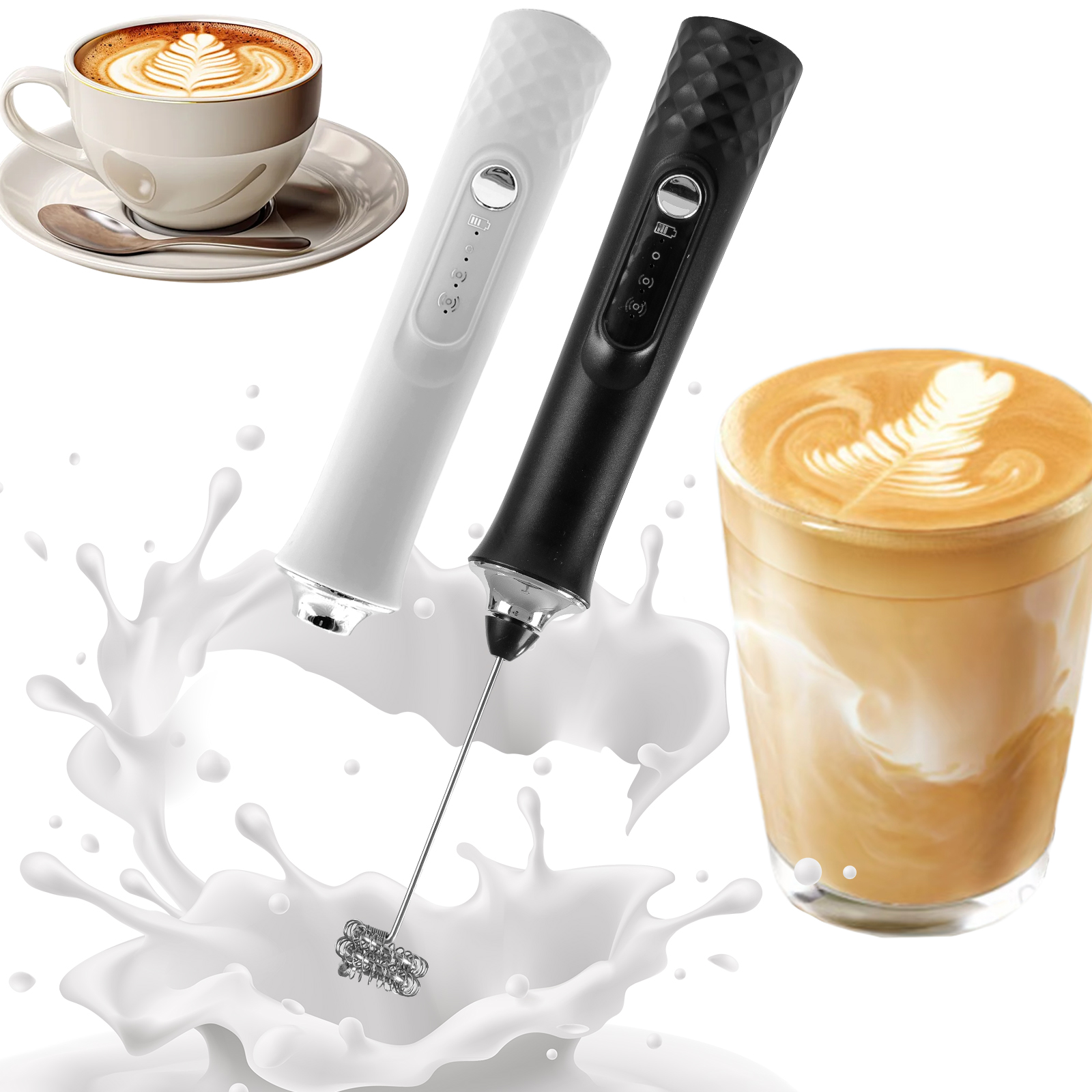 Kitchen Gadgets Electronic - Powerful Electric Milk Frother, Handheld Whisk