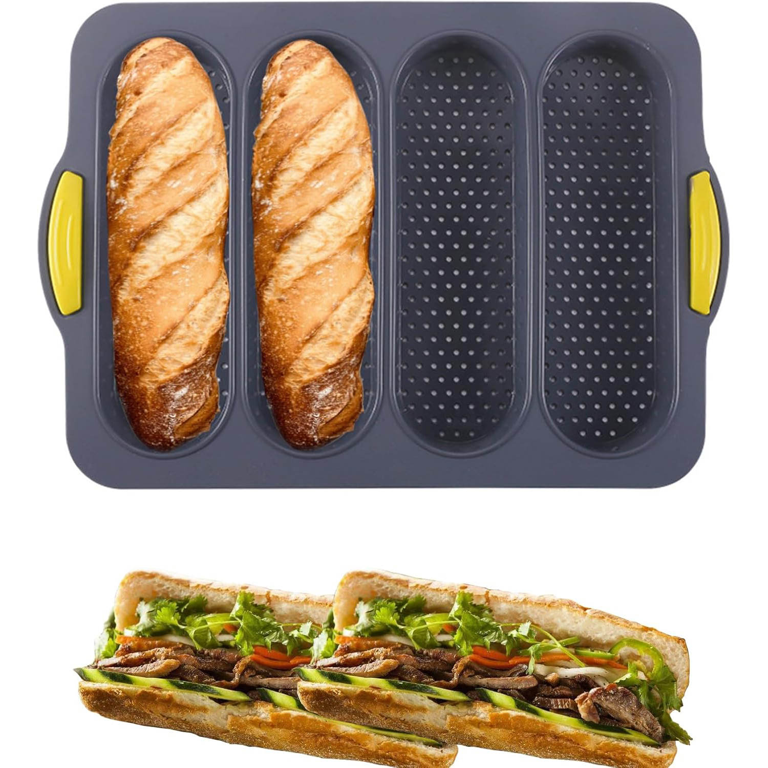 Kitchen Gadgets Oxo - 4-cavity Silicone Bread Loaf Pan Hamburger