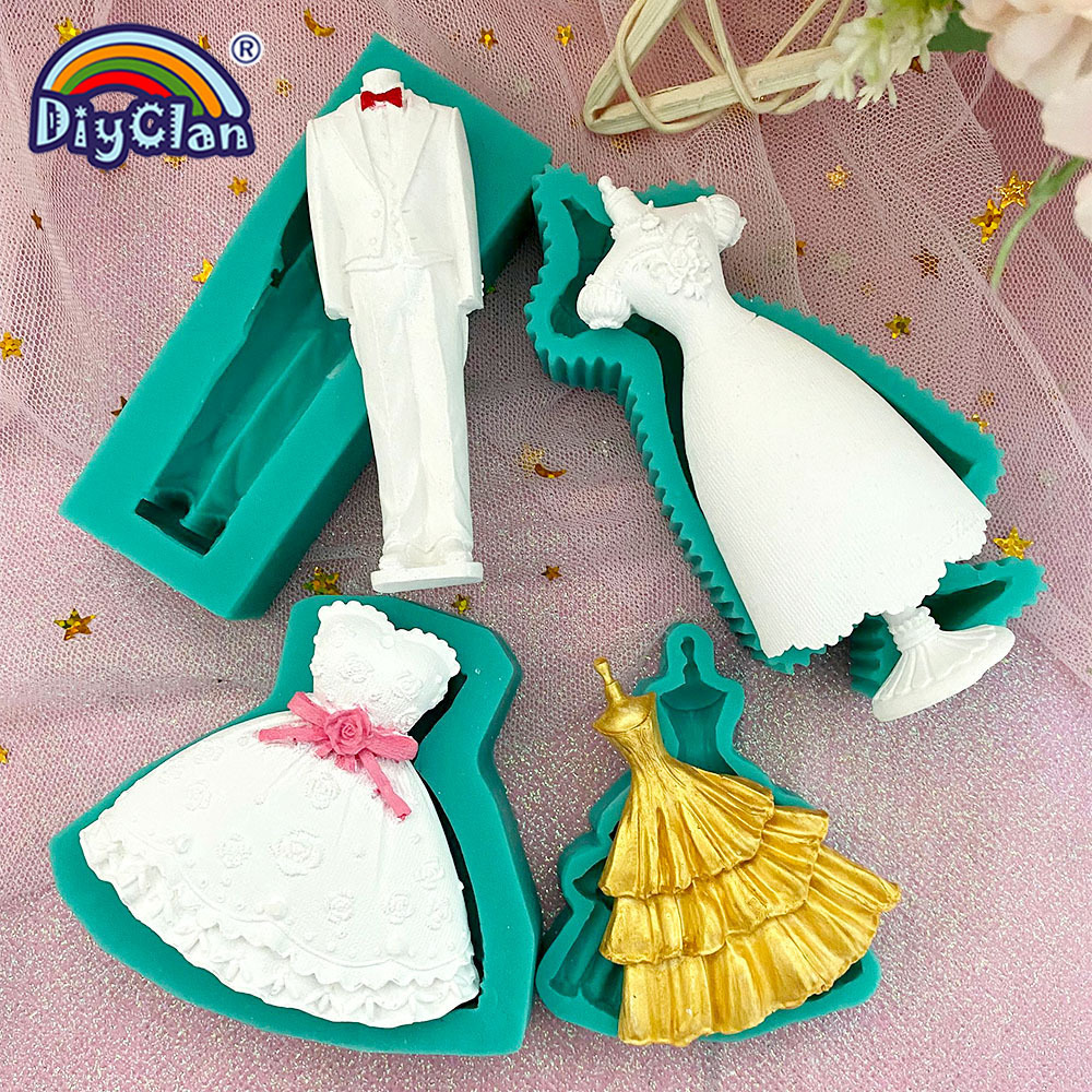 Kitchen Gadgets Baking - Marry Decoration Silicone Mold Wedding Dress