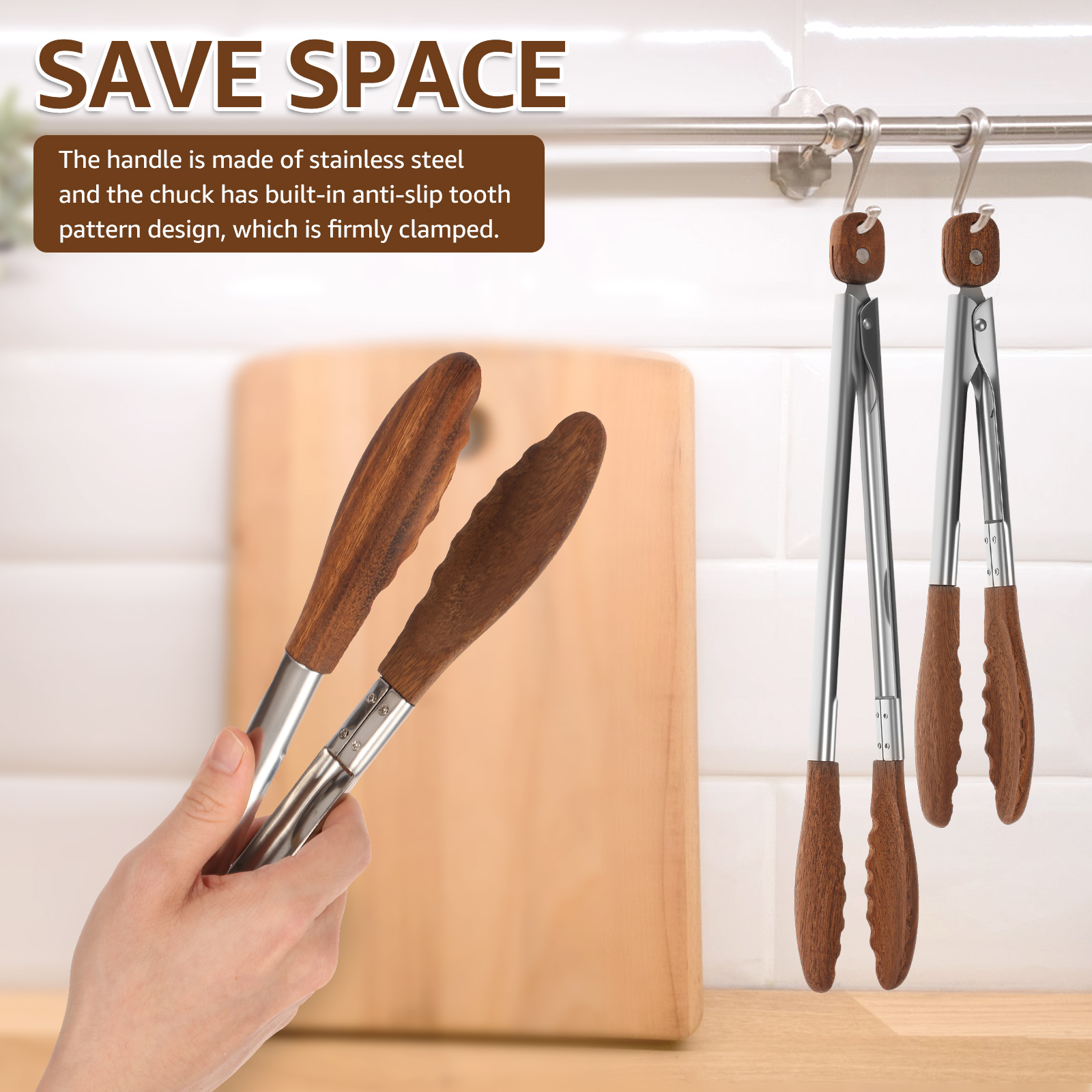 2/3 Pcs Food Tongs Walnut Wood – обзор и цена Kitchen Handy Gadgets