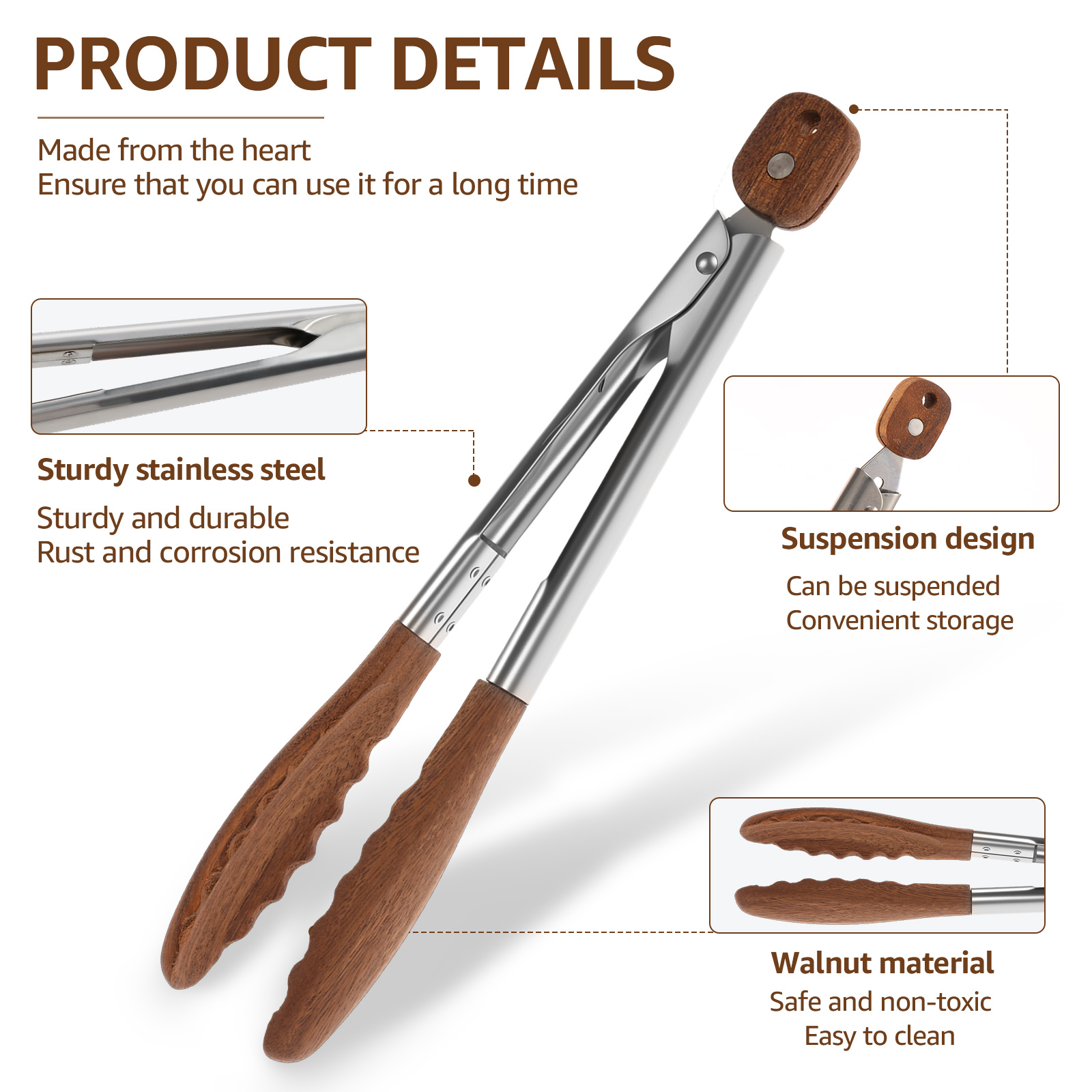 2/3 Pcs Food Tongs Walnut Wood – обзор и цена Kitchen Handy Gadgets