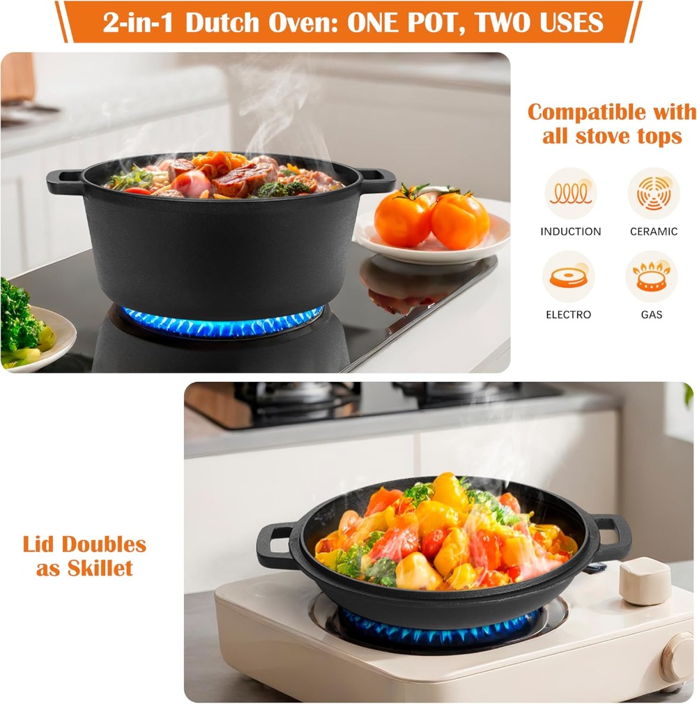 5QT Dutch Oven for Bread Bakin – обзор и цена Cast Iron Skillet