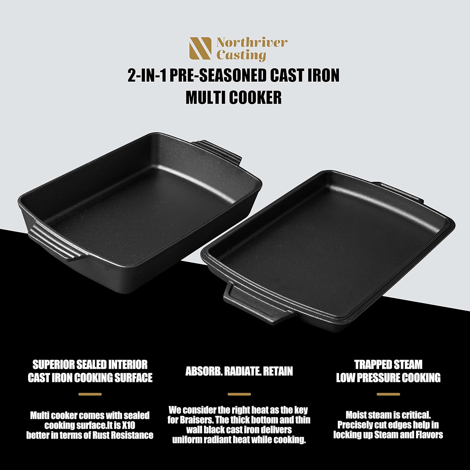 2-in-1 Pre-Seasoned Cast Iron  – обзор и цена Cast Iron Skillet