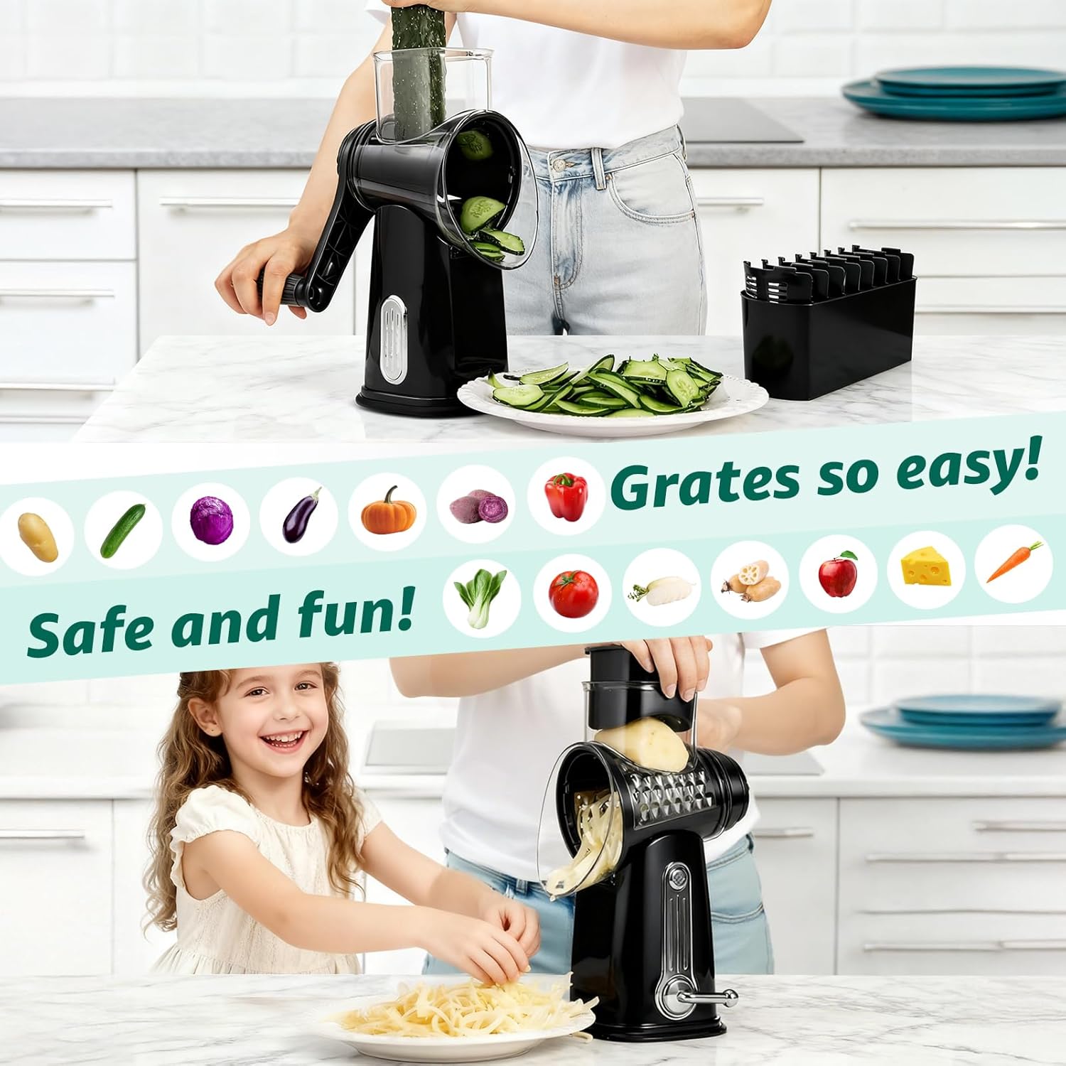 Rotary Cheese Grater with 5 Bl – обзор и цена Kitchen Gadgets Useful